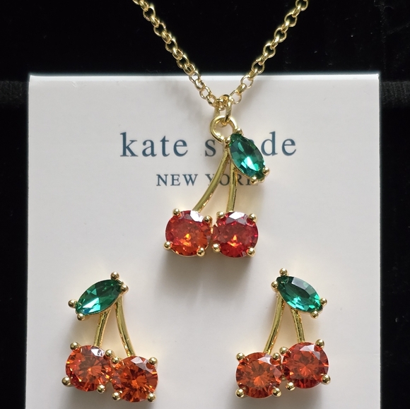 kate spade Jewelry - Kate Spade Cherry Pendant Necklace & Earrings